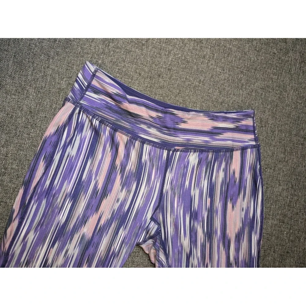 Prana Leggings Women Large Purple  Geometric Yoga Gym Workout Cropped Capri
